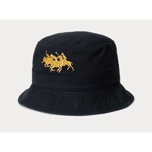 Polo Ralph Lauren Lunar New Year Bucket Hat 3 Pony‎ Black Gold Size L/XL NWT